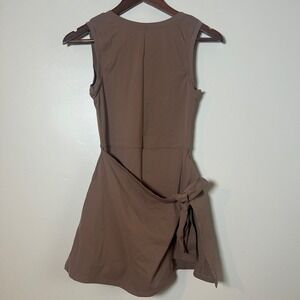 Exercise Dress Women Medium Brown Wrap Tie Built-in Shorts Romper Liner